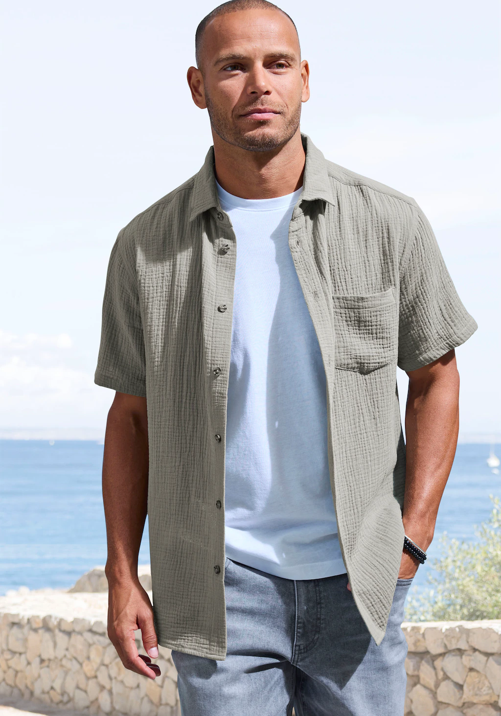 Beachtime Kurzarmhemd "Regular fit", Kurzarm, Freizeithemd aus Musselin-War günstig online kaufen
