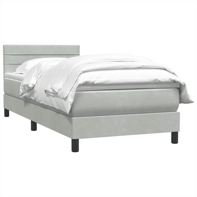 vidaXL Bett Boxspringbett mit Matratze Hellgrau 90x220 cm Samt günstig online kaufen