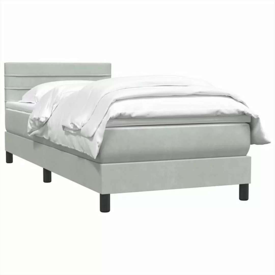 vidaXL Boxspringbett, Boxspringbett mit Matratze Hellgrau 100x220 cm Samt günstig online kaufen