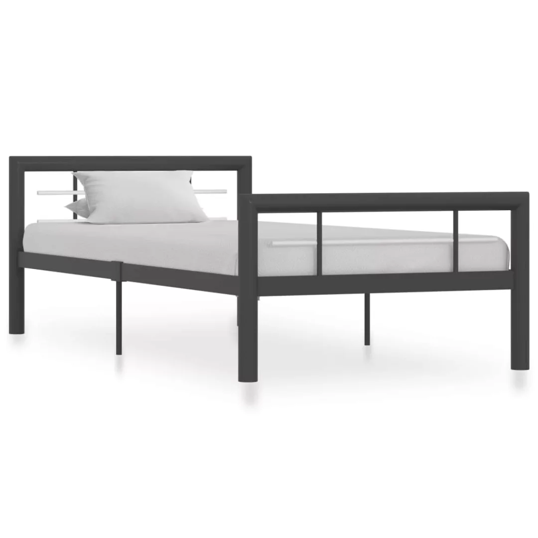 Bettgestell Grau Und Weiß Metall 100 Ã 200 Cm günstig online kaufen