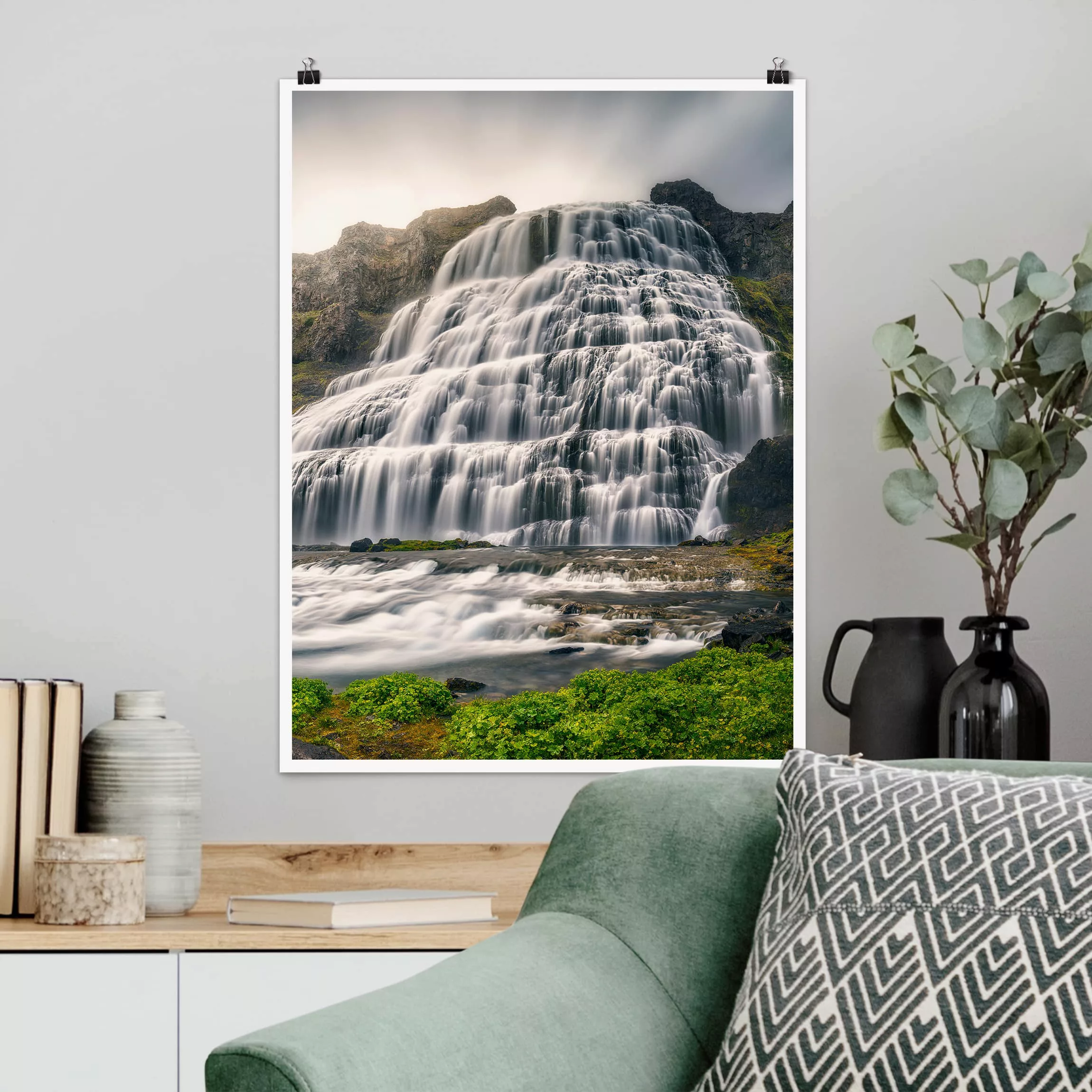 Poster Natur & Landschaft - Hochformat Dynjandi Wasserfall günstig online kaufen