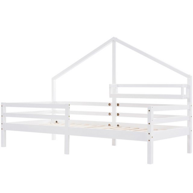 Rutaqian Daybett Hausbett Kinderbett mit Ablageregal Kaminform 90x200 Weiß günstig online kaufen