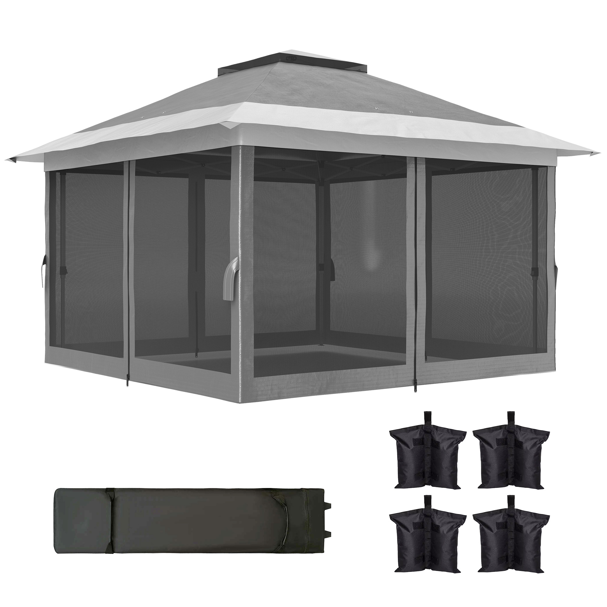 Outsunny Faltbares Pavillon 3,6x3,6 m mit Netzseiten, Höhenverstellbar und günstig online kaufen