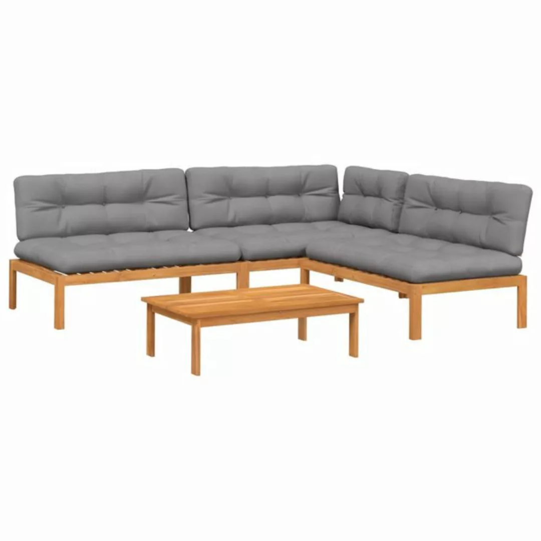 vidaXL Loungesofa 4-tlg. Garten-Sofagarnitur aus Paletten mit Kissen Akazie günstig online kaufen