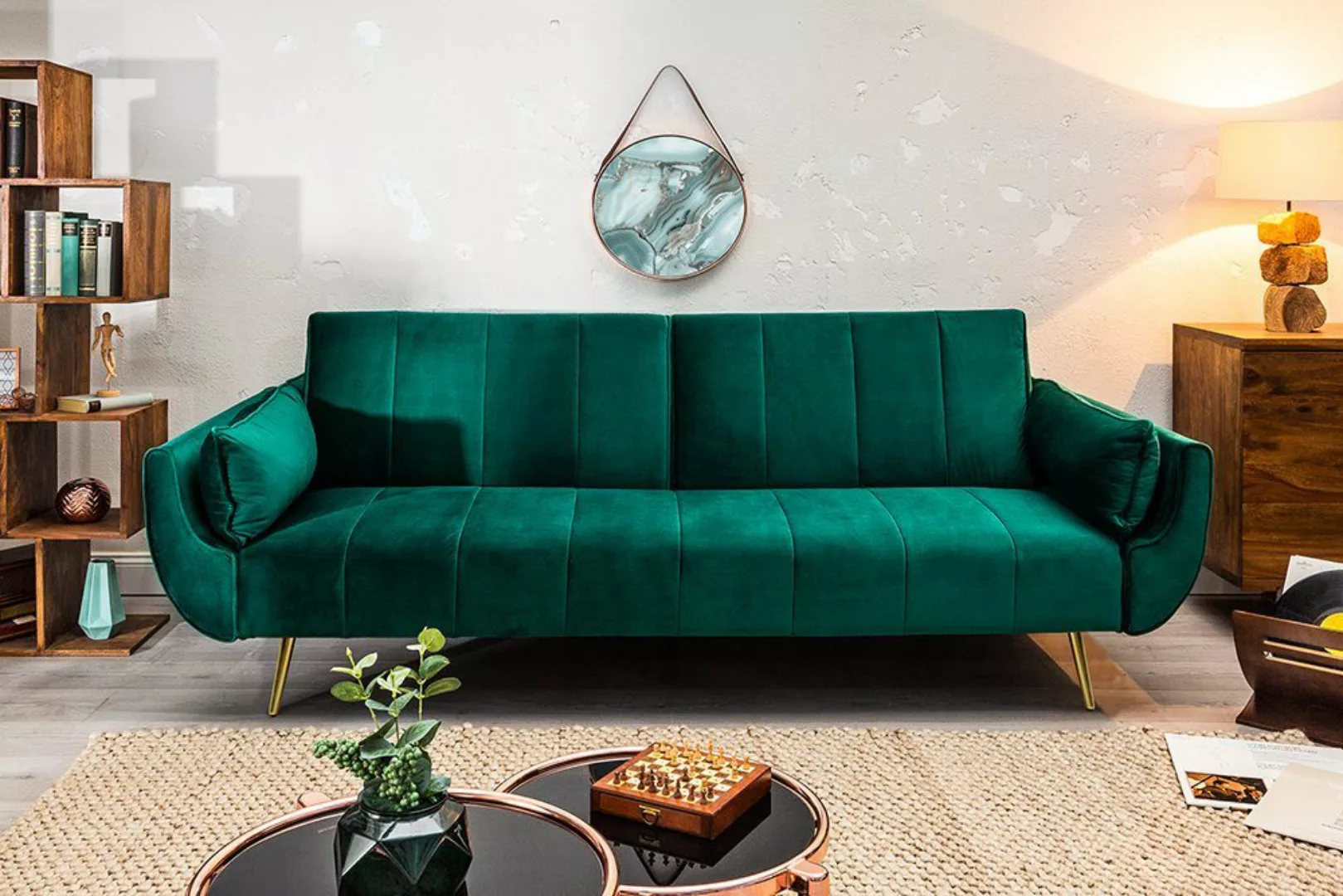 riess-ambiente Schlafsofa DIVANI 220cm smaragdgrün / gold, Einzelartikel 1 günstig online kaufen