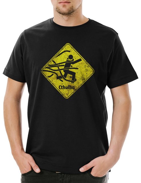 Urban Backwoods Print-Shirt Caution Cthulhu Sign Herren T-Shirt Call Horror günstig online kaufen