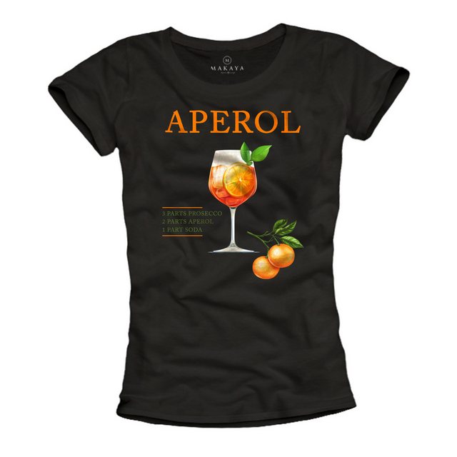 MAKAYA Print-Shirt Damen mit Aperol Spritz Gläser und Orangen Motiv Basic S günstig online kaufen