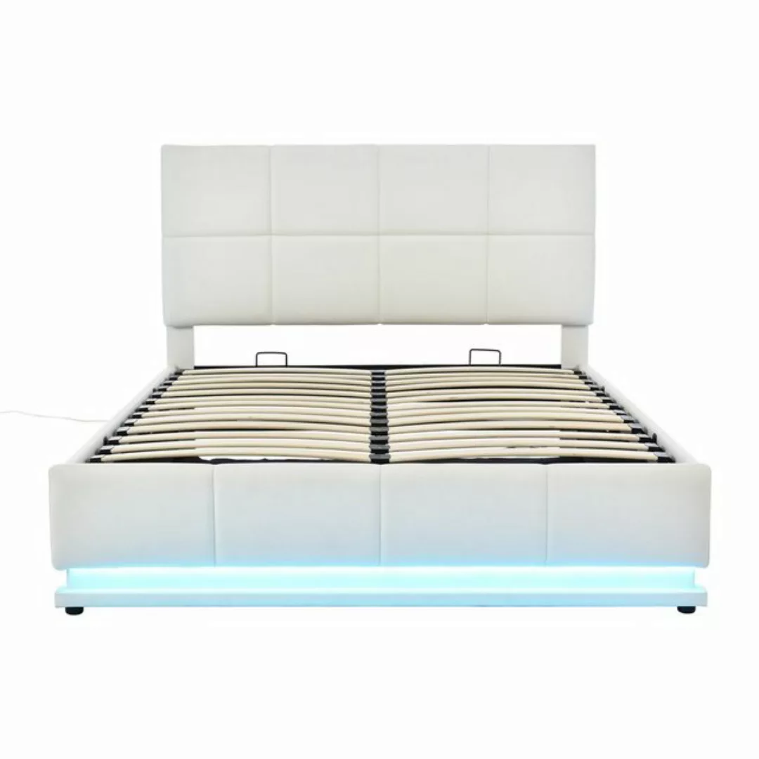 Gotagee Polsterbett Doppelbett LED anhebbarer Stauraum 140x200 Jugendbett f günstig online kaufen