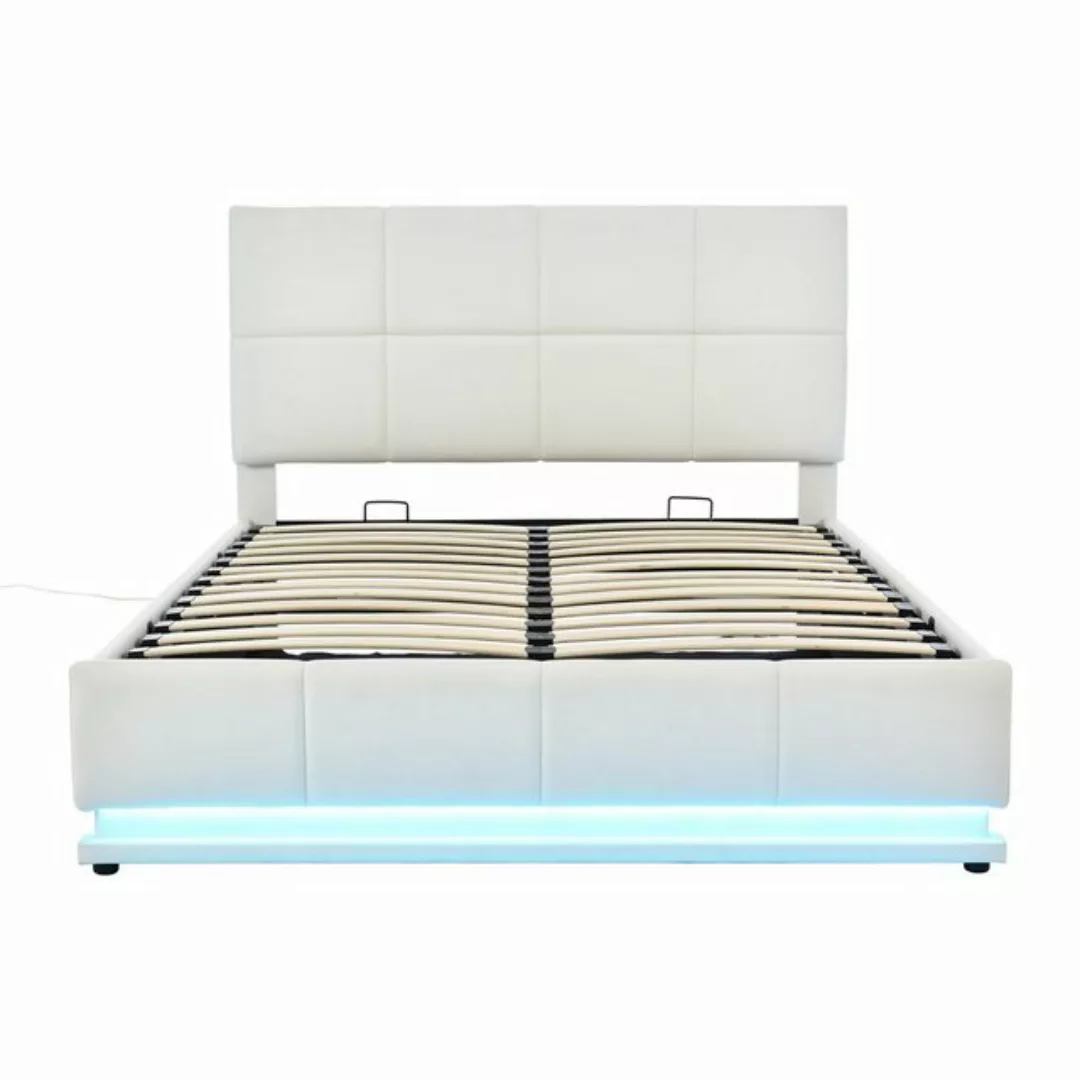 Gotagee Polsterbett LED Polsterbett anhebbarer Bettstauraum Doppelbett 140x günstig online kaufen