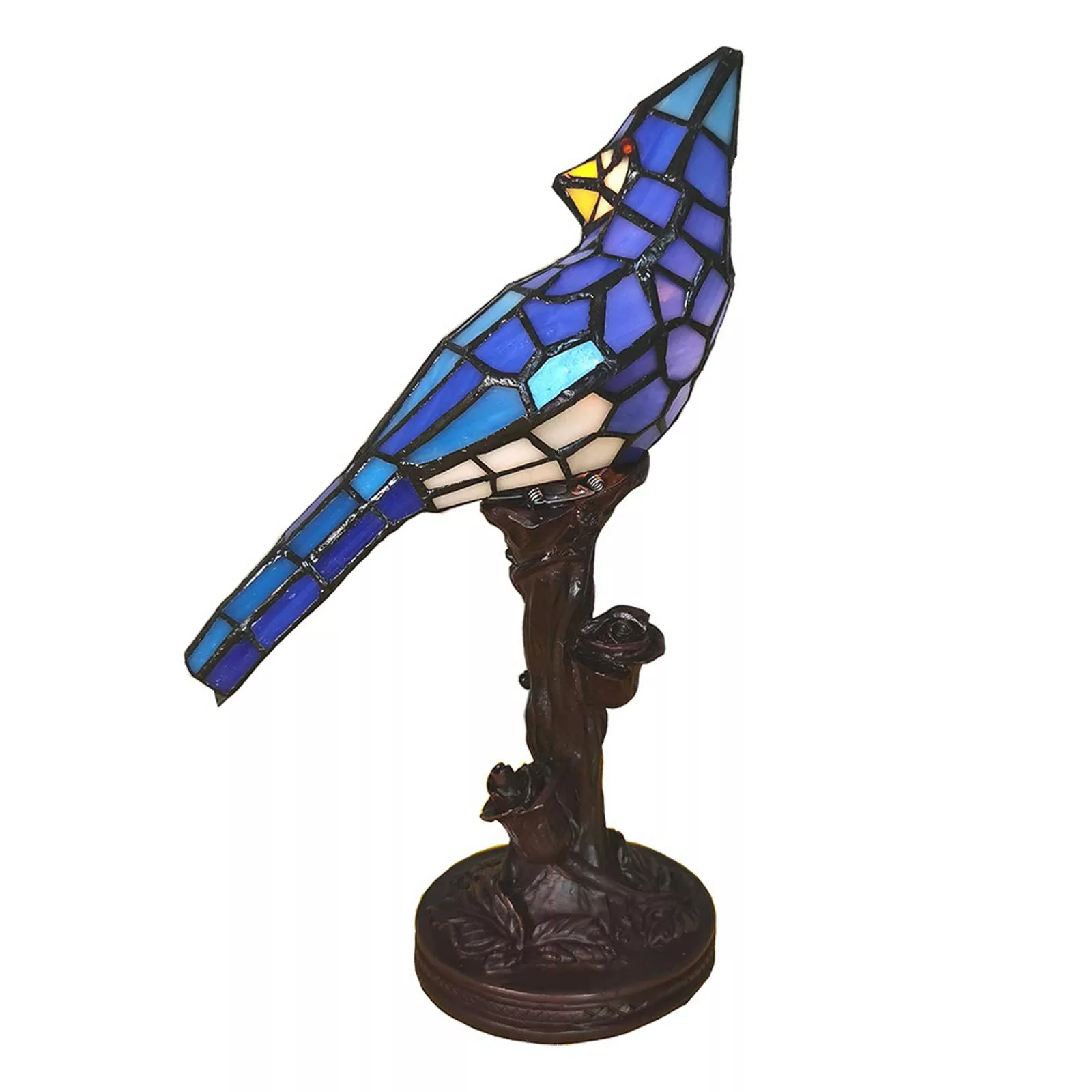 Tischleuchte 5LL-6102BL Vogel, blau Tiffany-Stil günstig online kaufen