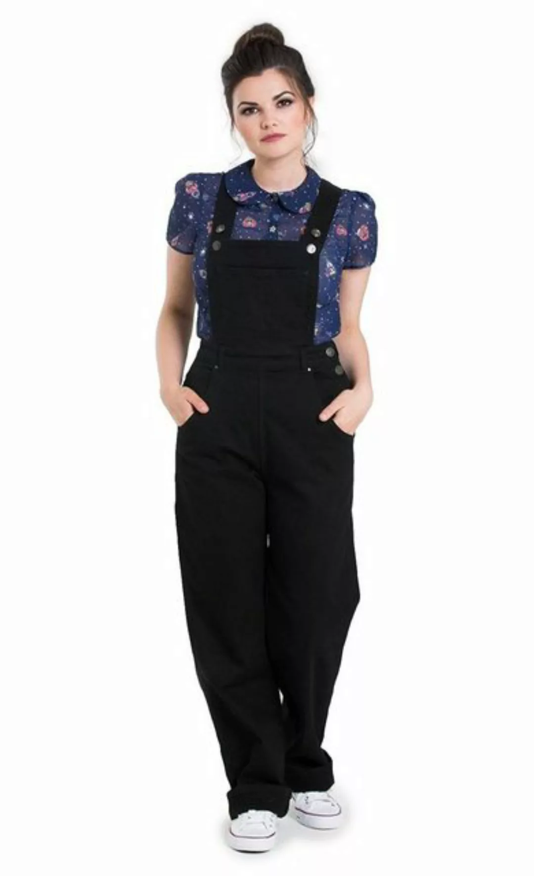 Hell Bunny Latzhose Elly May Denim Dungaree Schwarz Retro Vintage 50s Rocka günstig online kaufen