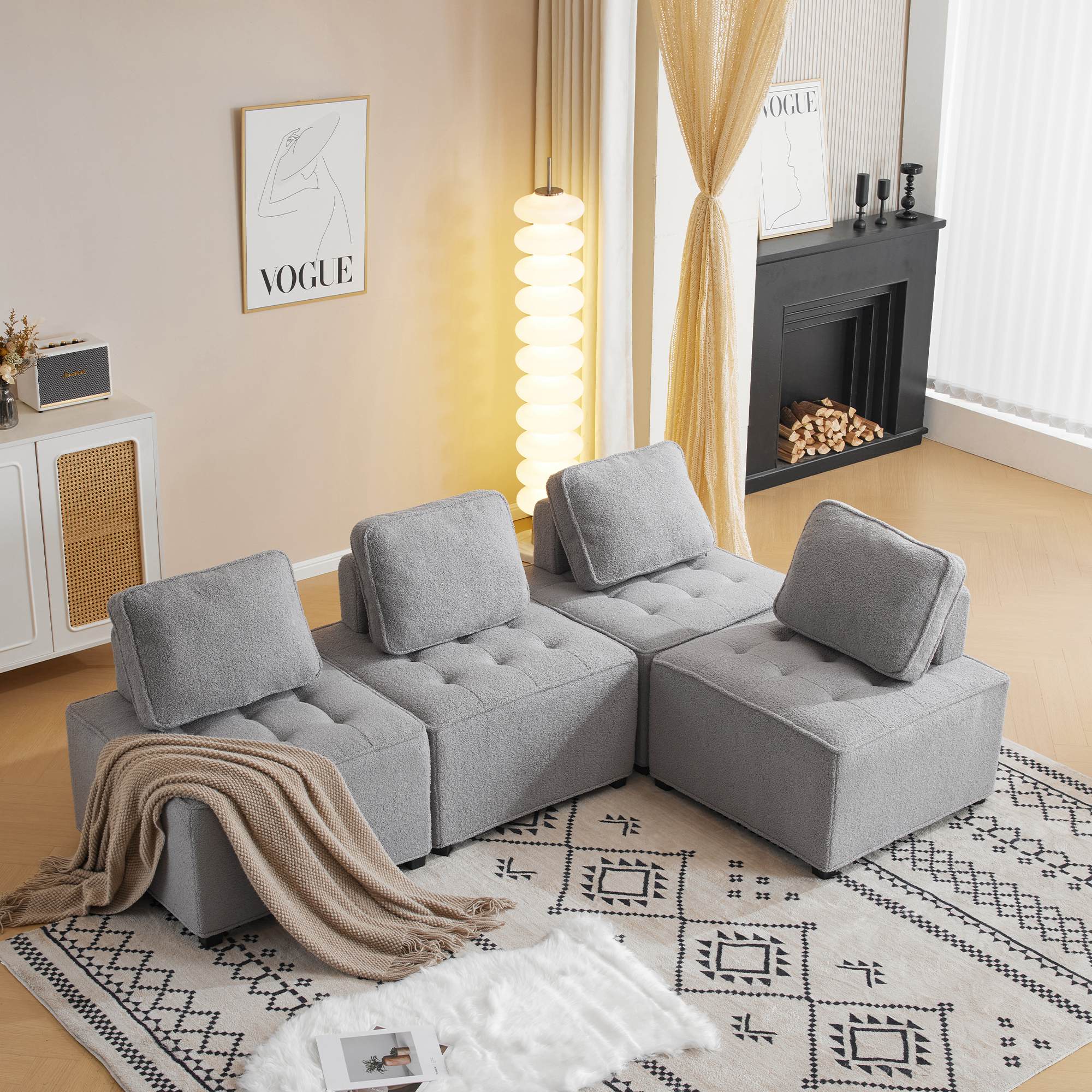 Modulares und bequemes 2-Sitzer Sofa für das Wohnzimmer aus Teddy-Samt, kom günstig online kaufen