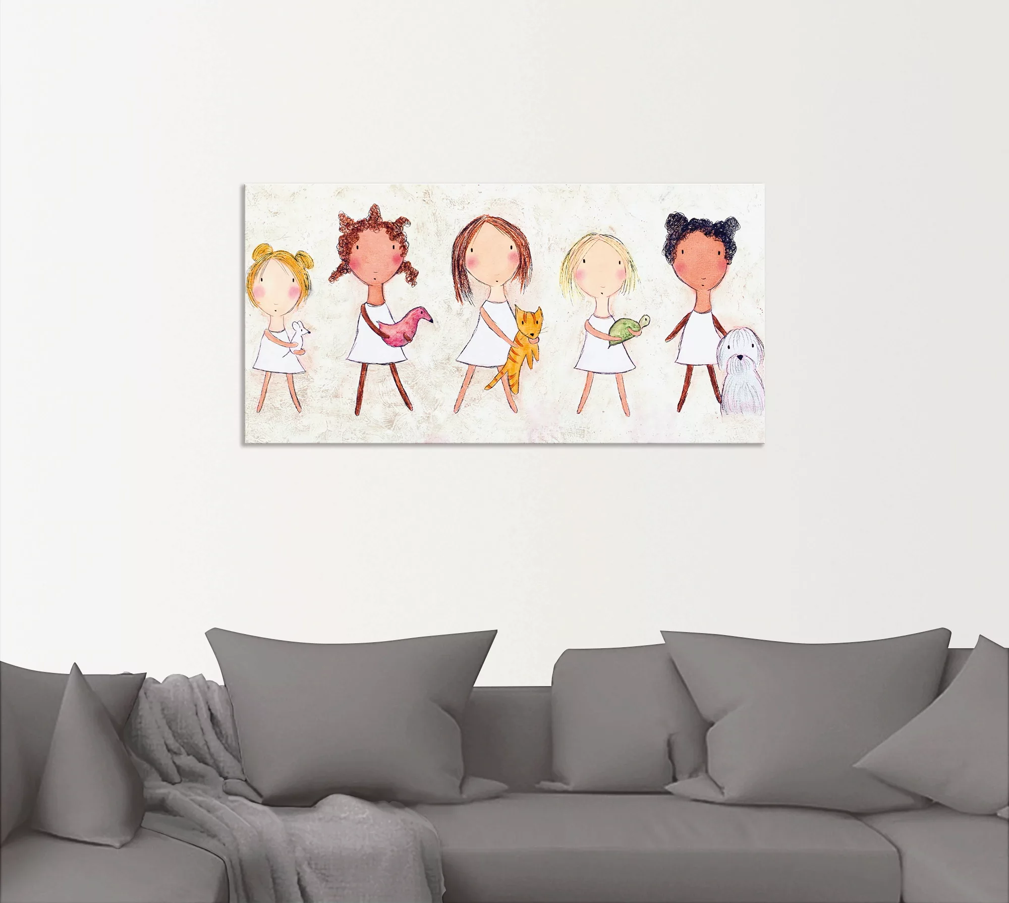 Artland Wandbild »Mädchen mit Tieren«, Kinder, (1 St.), als Alubild, Outdoo günstig online kaufen