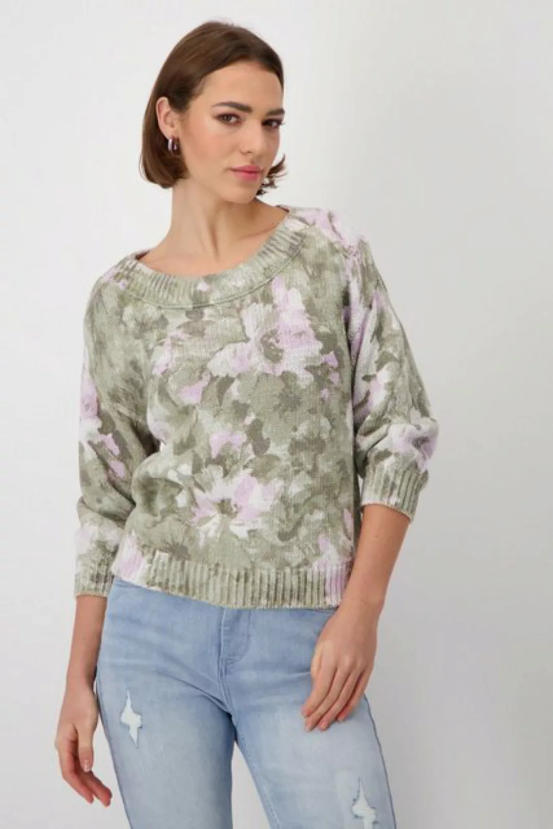 Monari Sweatshirt Pullover, sage gemustert günstig online kaufen
