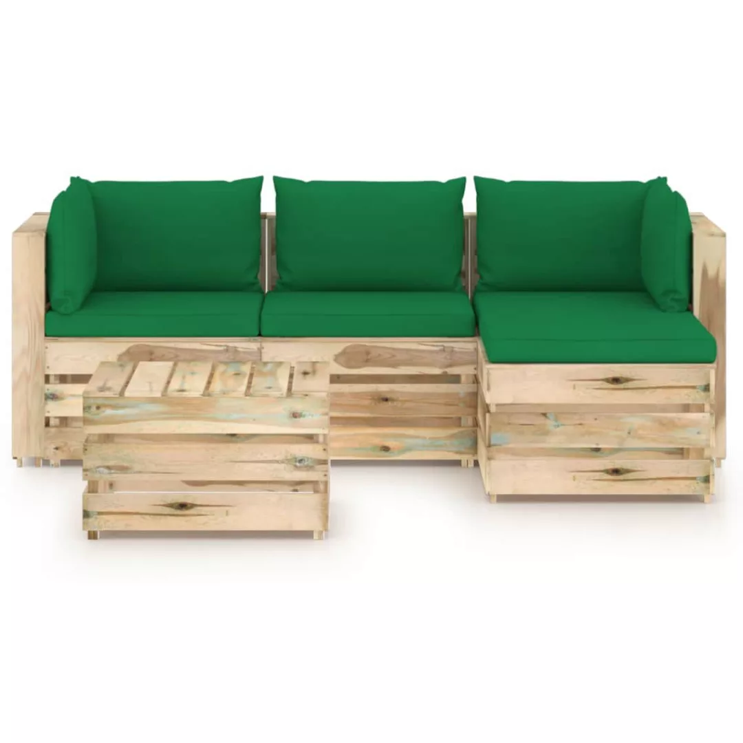 5-tlg. Garten-lounge-set Mit Kissen Grün Imprägniertes Holz günstig online kaufen