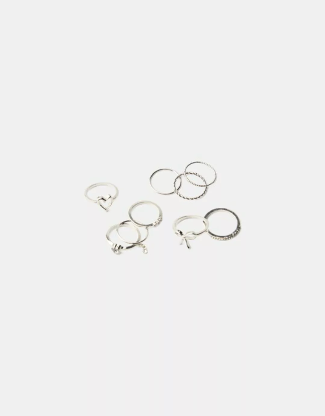 Bershka 9er-Pack Ringe Mit Herz Damen M Silber günstig online kaufen