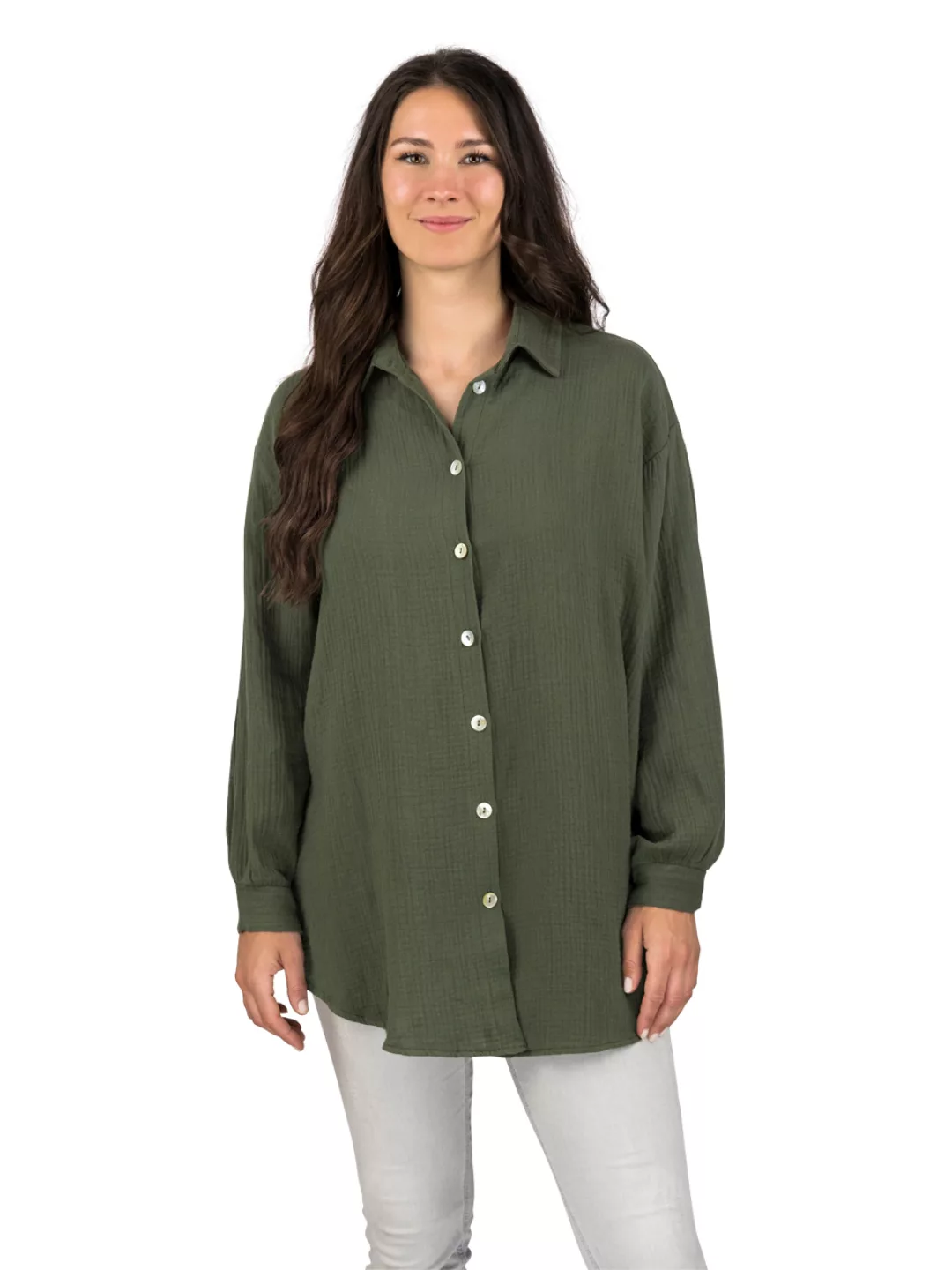 DENIMFY Bluse Damen DFMathilda Oversize Fit Musselin Bluse Hemd günstig online kaufen
