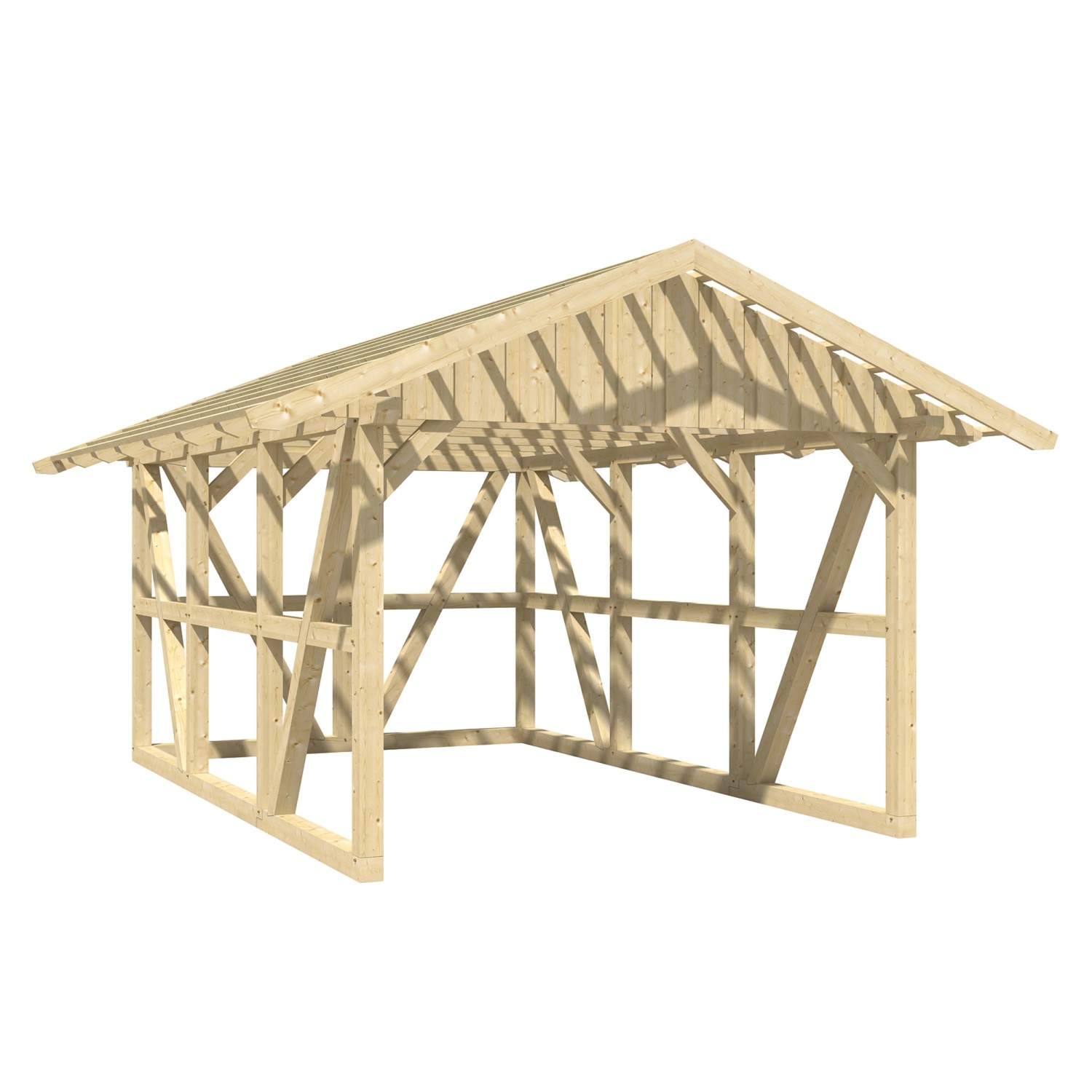 Skan Holz Carport Schwarzwald mit Dachlattung u. Rückwand 424 x 600 cm Natu günstig online kaufen