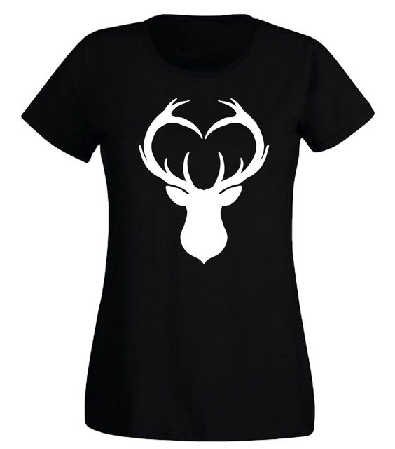 G-graphics T-Shirt Damen T-Shirt - Hirschkopf Slim-fit-Shirt, mit Frontprin günstig online kaufen