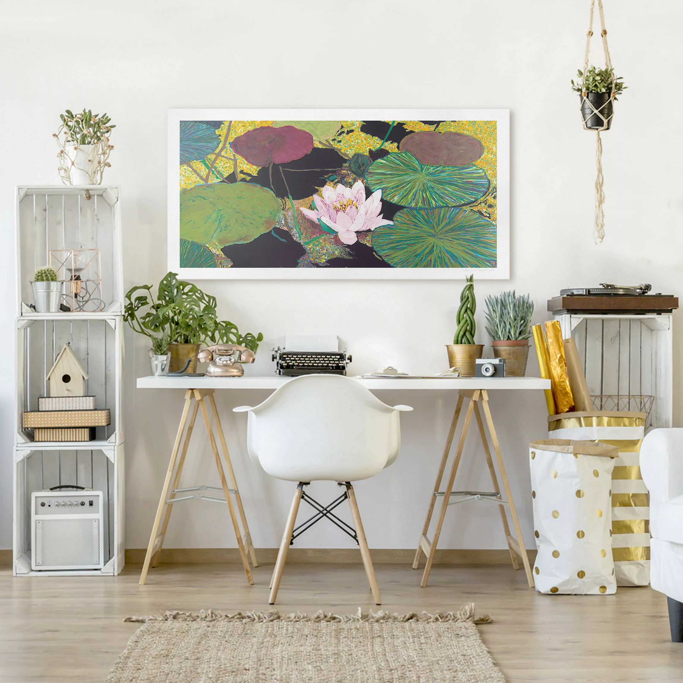 Leinwandbild Seerose mit Blätterm günstig online kaufen
