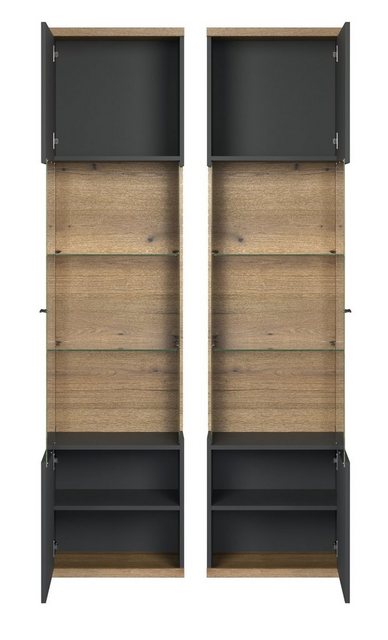 Furn.Design Vitrine Norris (Standvitrine in Eiche und grau, 51 x 205 cm) mi günstig online kaufen