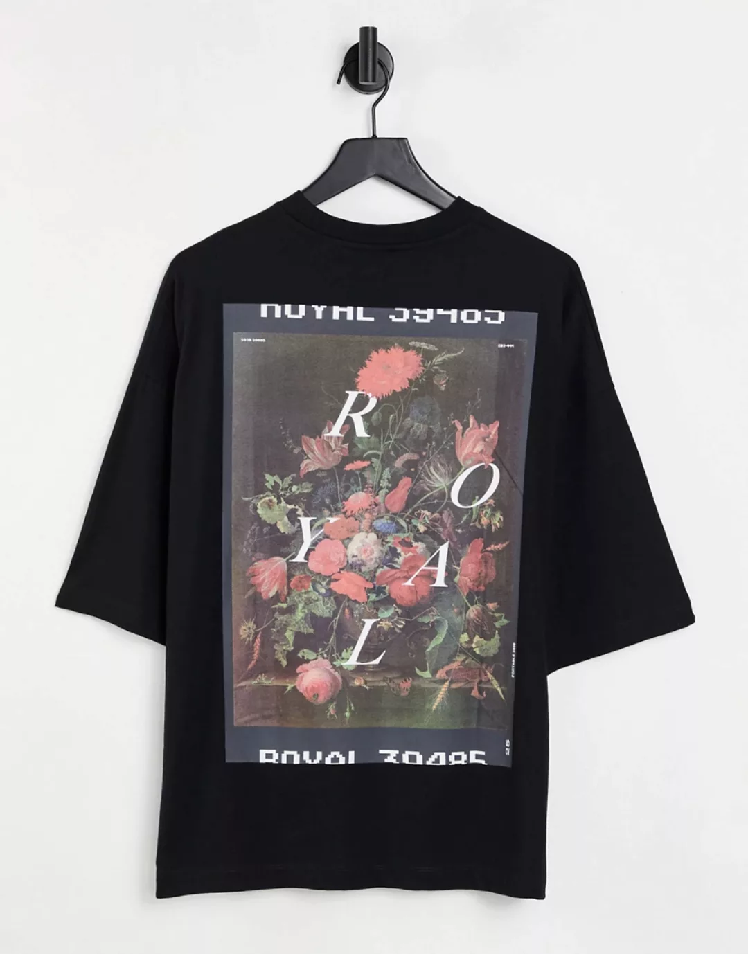 ASOS DESIGN – Oversize T-Shirt in Schwarz mit fotografischem Blumenprint hi günstig online kaufen