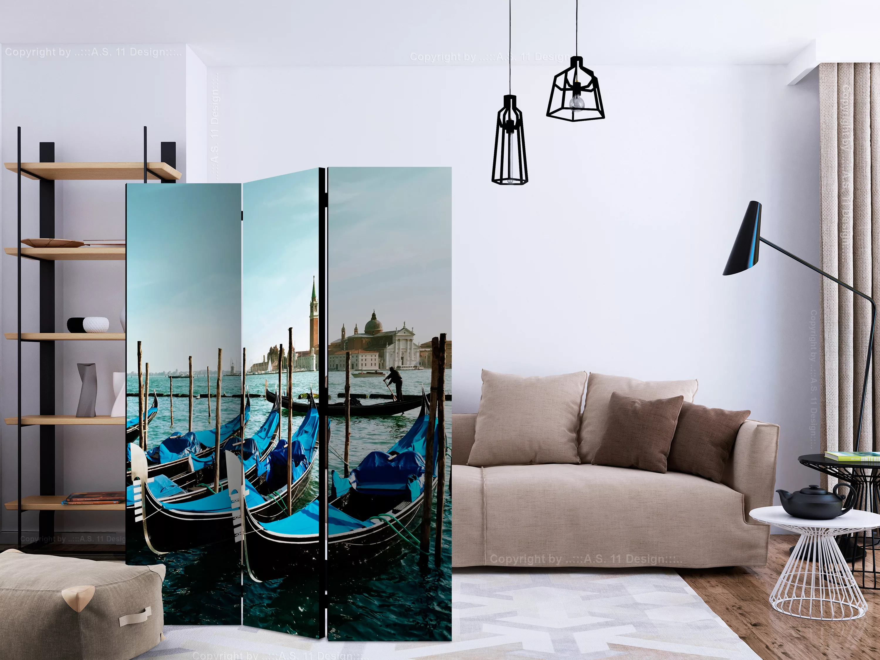 3-teiliges Paravent - Gondolas On The Grand Canal, Venice [room Dividers] günstig online kaufen