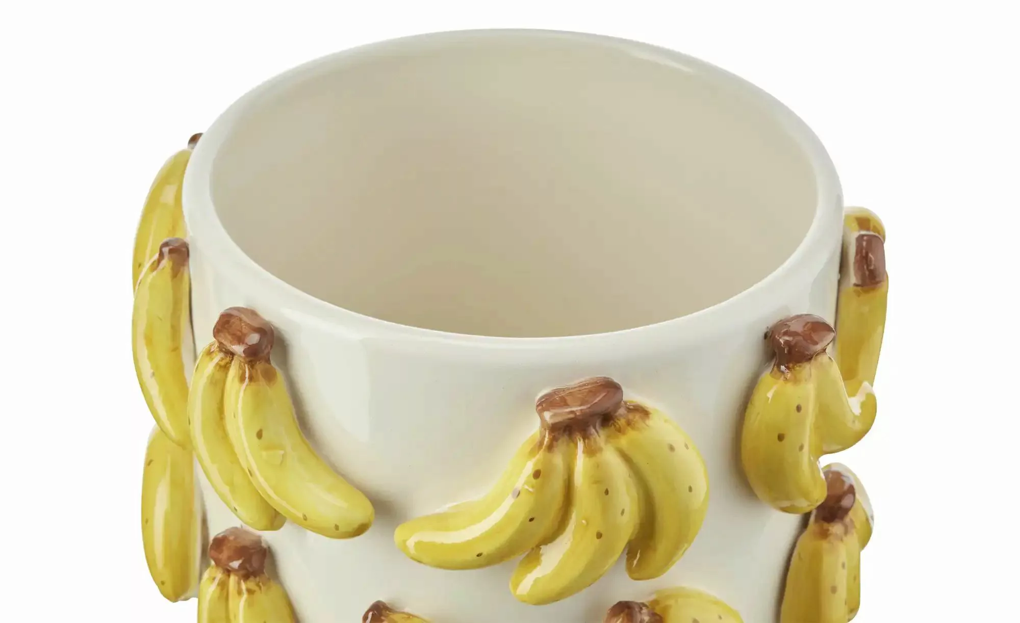 HOME STORY Übertopf Bananen   ¦ weiß ¦ Dolomite ¦ Maße (cm): H: 11,4  Ø: 15 günstig online kaufen