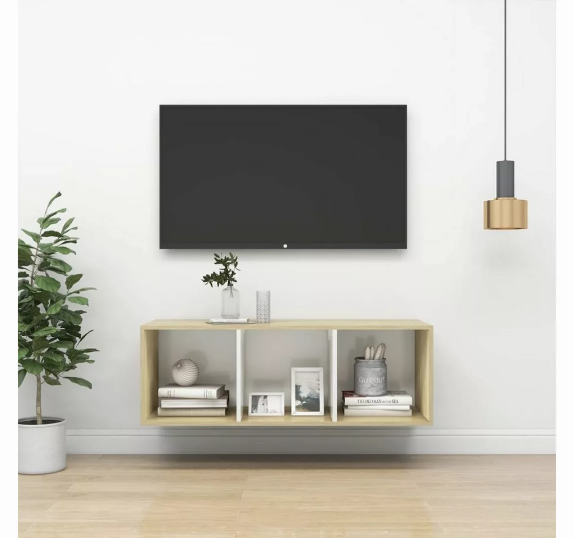 furnicato TV-Schrank TV-Wandschrank Sonoma-Eiche und Weiß 37x37x107 cm Holz günstig online kaufen