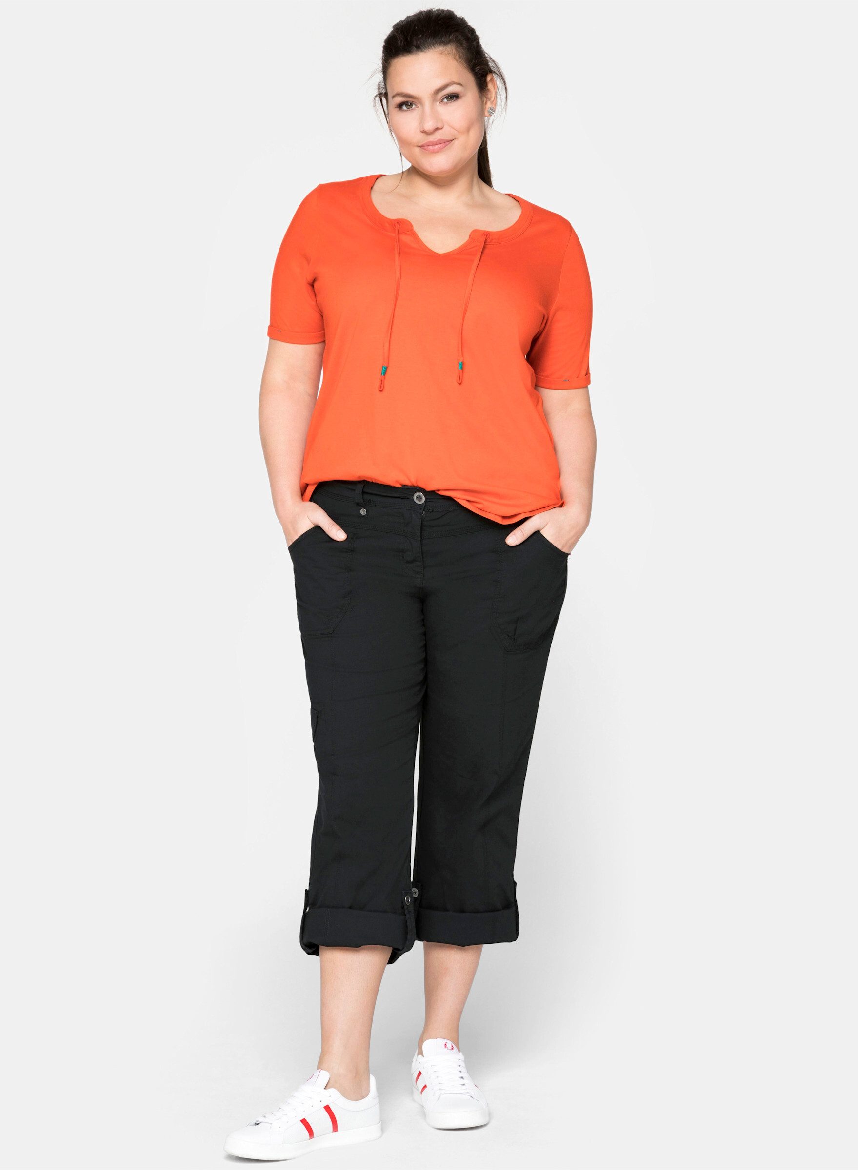 Sheego Jerseyhose Cargohose Länge ca. 90 günstig online kaufen