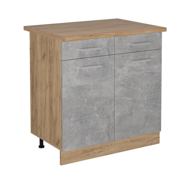 Vicco Unterschrank R-Line, Beton/Goldkraft Eiche, 80 cm, AP Eiche günstig online kaufen