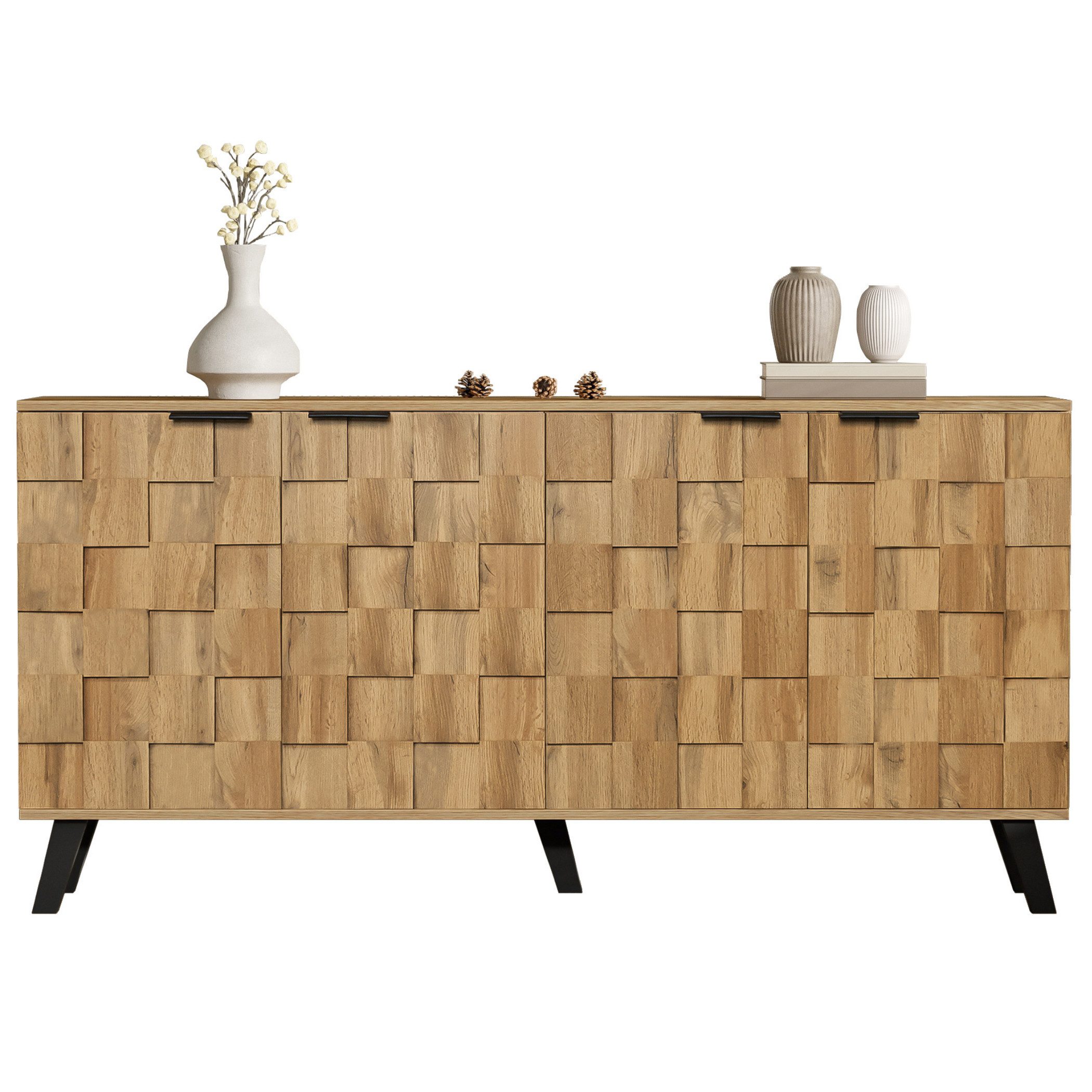 SeedWave Sideboard Karierter Schrank Atmungsaktive Kommode günstig online kaufen
