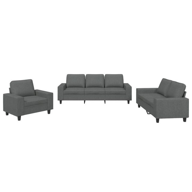 vidaXL Sofa Sofagarnitur Set mit Kissen Stoff, 3-tlg., Dunkelgrau günstig online kaufen