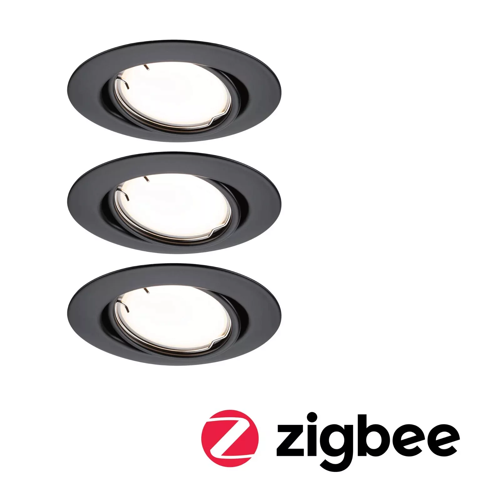 Smarte Zigbee 3.0 LED Einbauleuchte Base Coin in Schwarz-matt 3x 4,9W 1290l günstig online kaufen