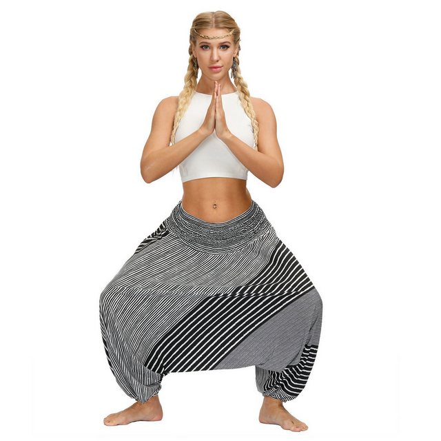 AUKUU Loungepants Bohemian-Stil, bedruckte Yogahose, hohe Taille, lockere H günstig online kaufen