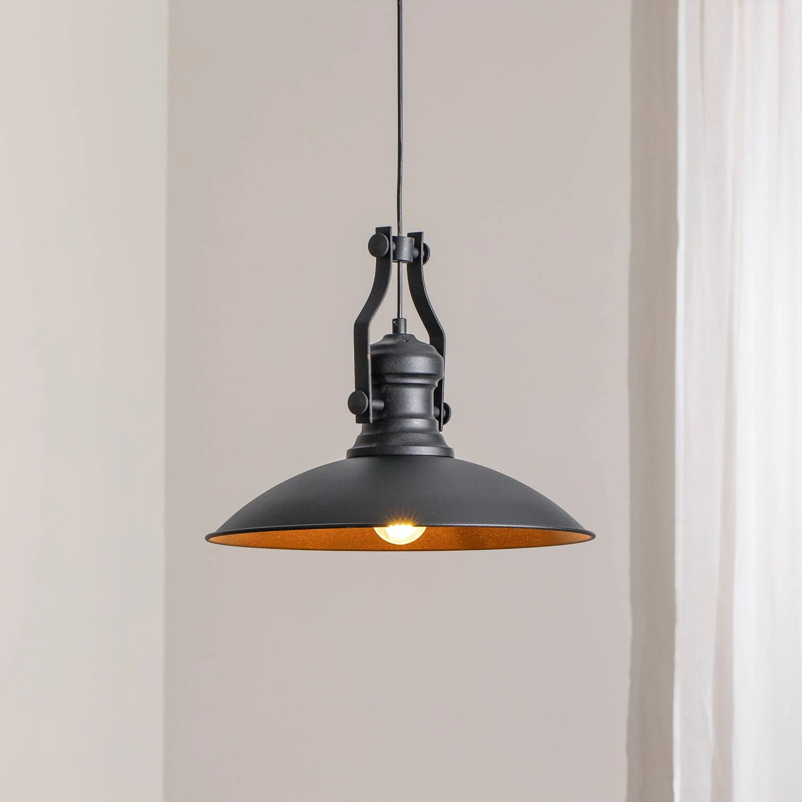 Hängeleuchte Fimda, schwarz, Ø 41 cm, Metall, E27 günstig online kaufen
