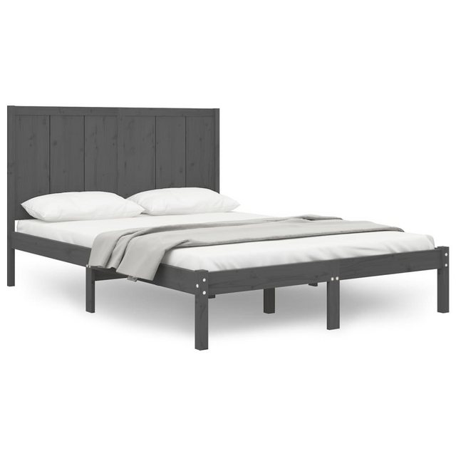 vidaXL Bettgestell Massivholzbett Grau Kiefer 120x200 cm Bett Bettgestell B günstig online kaufen