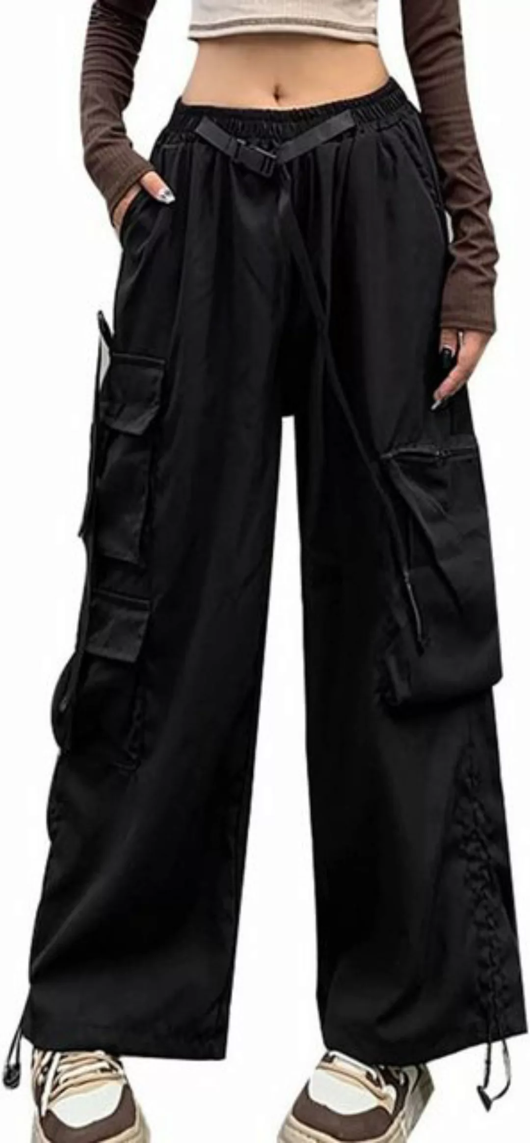 KIKI Loungepants Damen Cargohose, lockere, gerade Streetwear, verstellbare günstig online kaufen