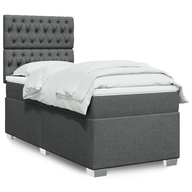 vidaXL Boxspringbett, Boxspringbett mit Matratze Dunkelgrau 90x190 cm Stoff günstig online kaufen