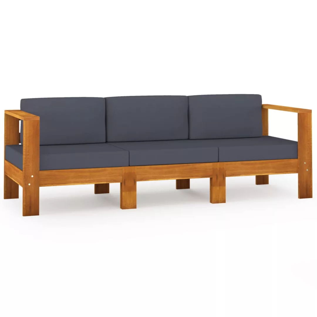 3-sitzer-gartensofa Mit Dunkelgrauen Auflagen Massivholz Akazie günstig online kaufen