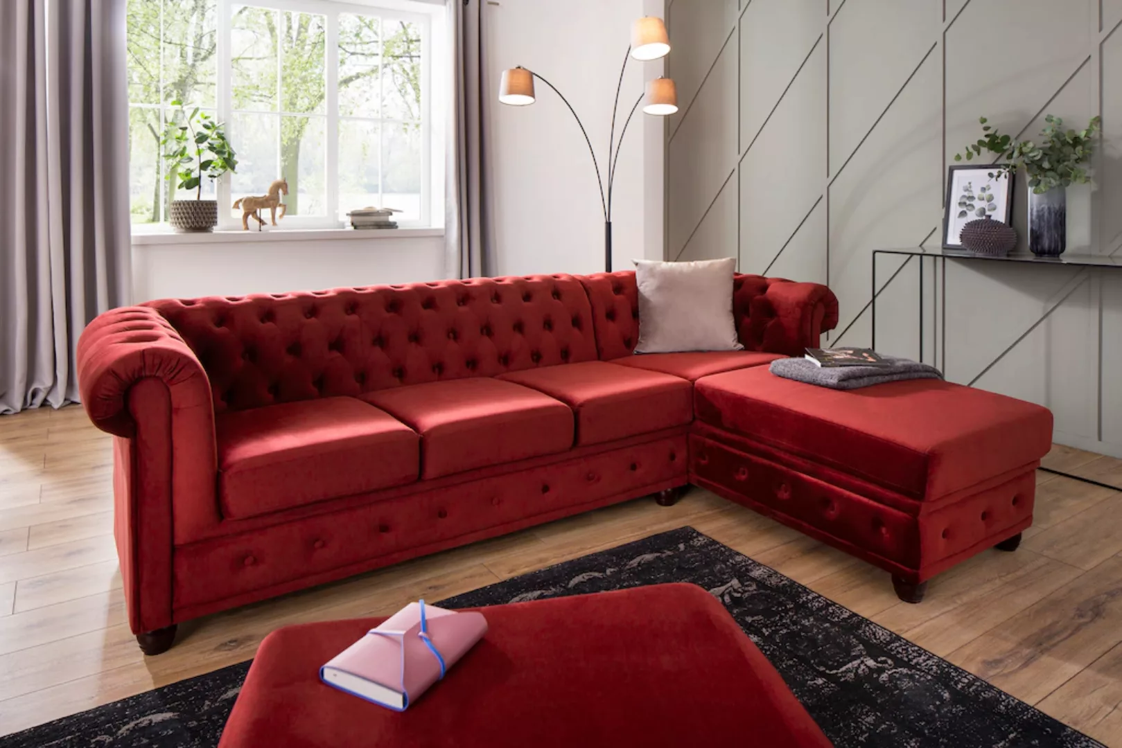 Home affaire Chesterfield-Sofa "New Castle L-Form", hochwertige Knopfheftun günstig online kaufen