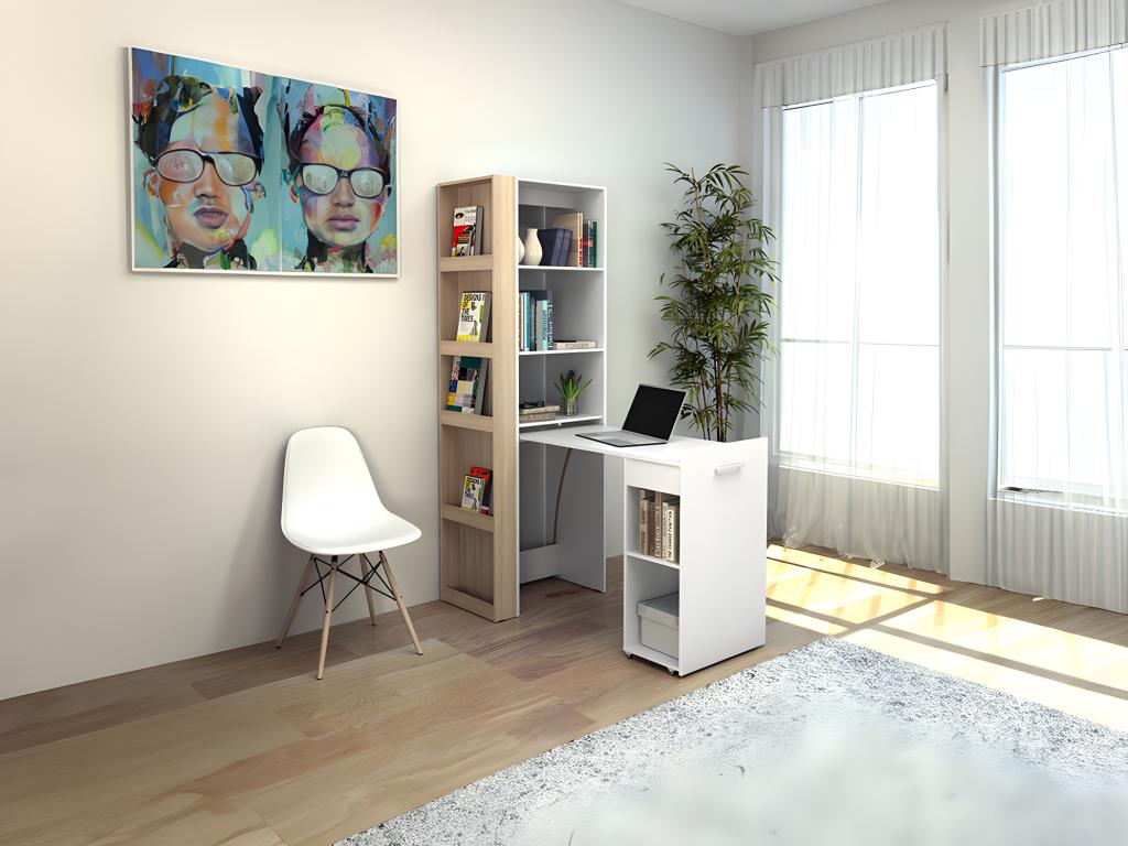 Wohnwand mit Schreibtisch - beliebig kombinierbar - 10 Regalfächer - Holzfa günstig online kaufen