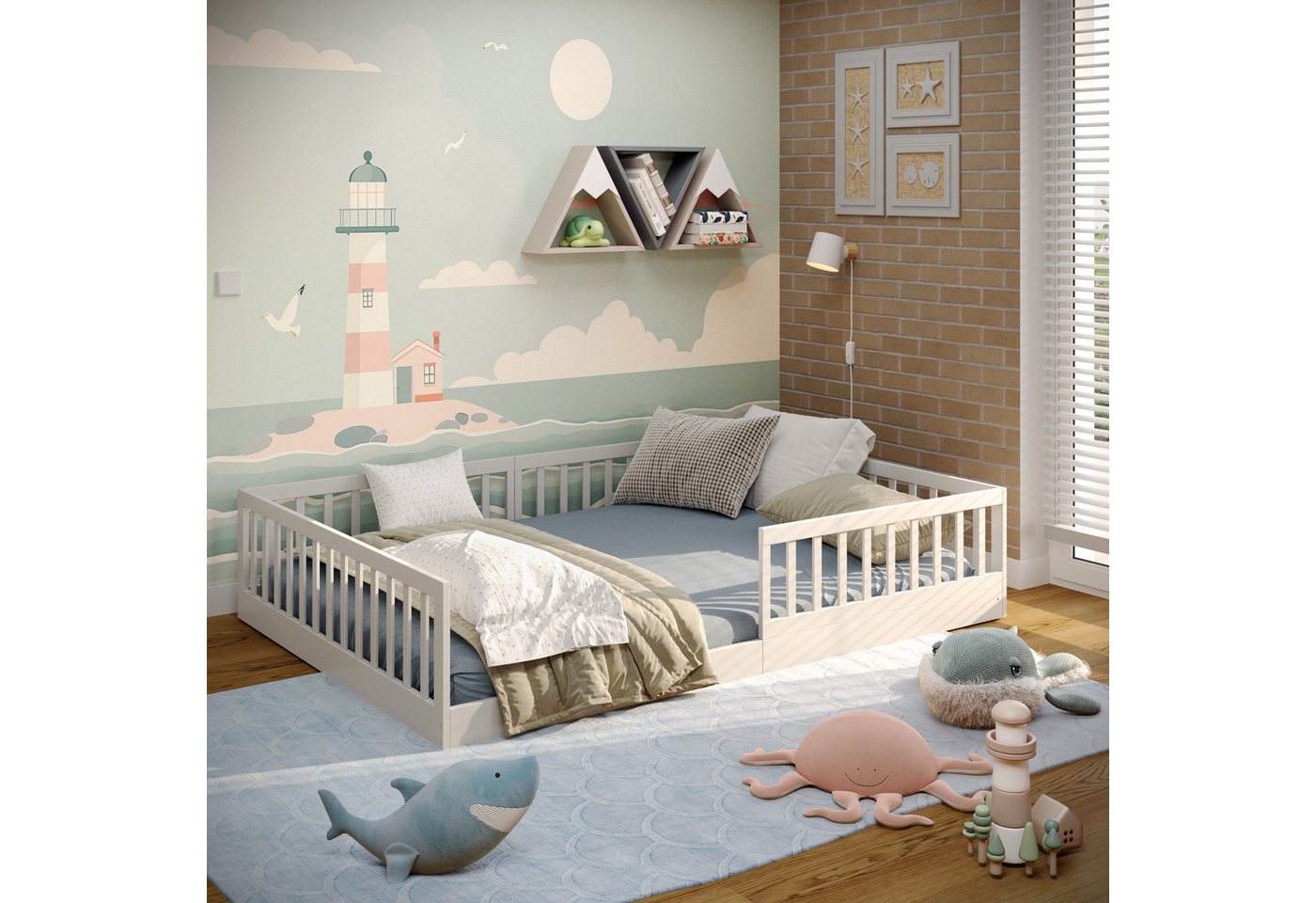CADANI Kinderbett CADANI Timi Kinderbett 140x200 cm weiß (abnehmbarer Rausf günstig online kaufen