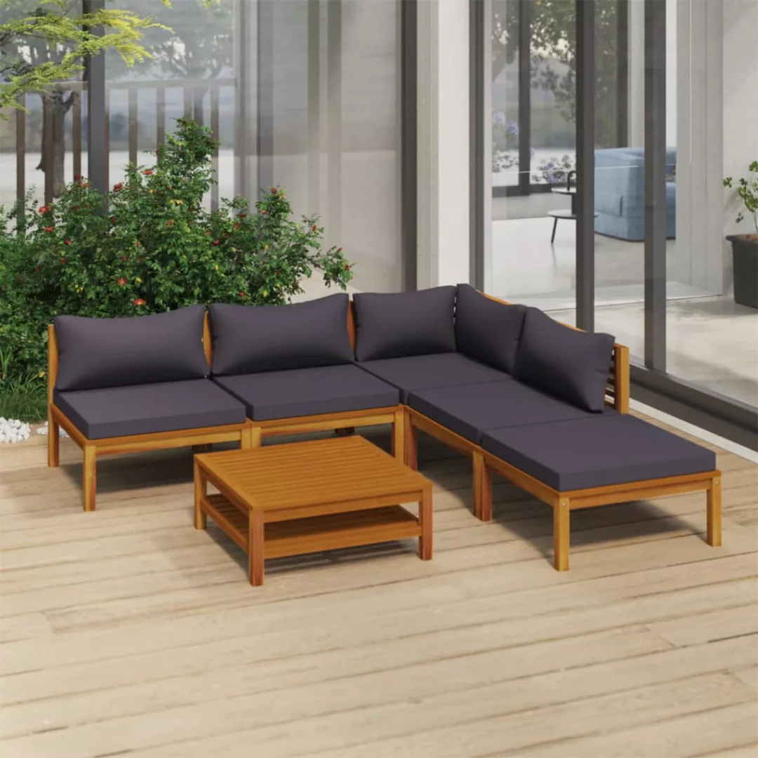 6-tlg. Garten-lounge-set Mit Auflage Massivholz Akazie günstig online kaufen