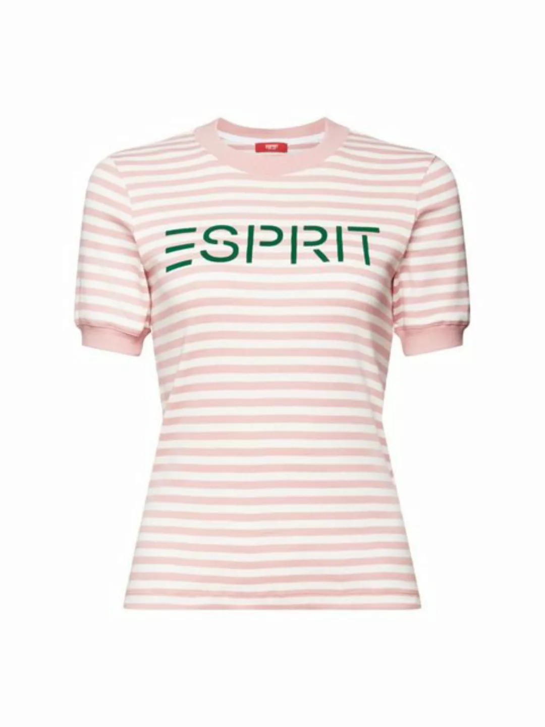 Esprit T-Shirt Gestreiftes Baumwoll-T-Shirt mit Logo-Print (1-tlg) günstig online kaufen