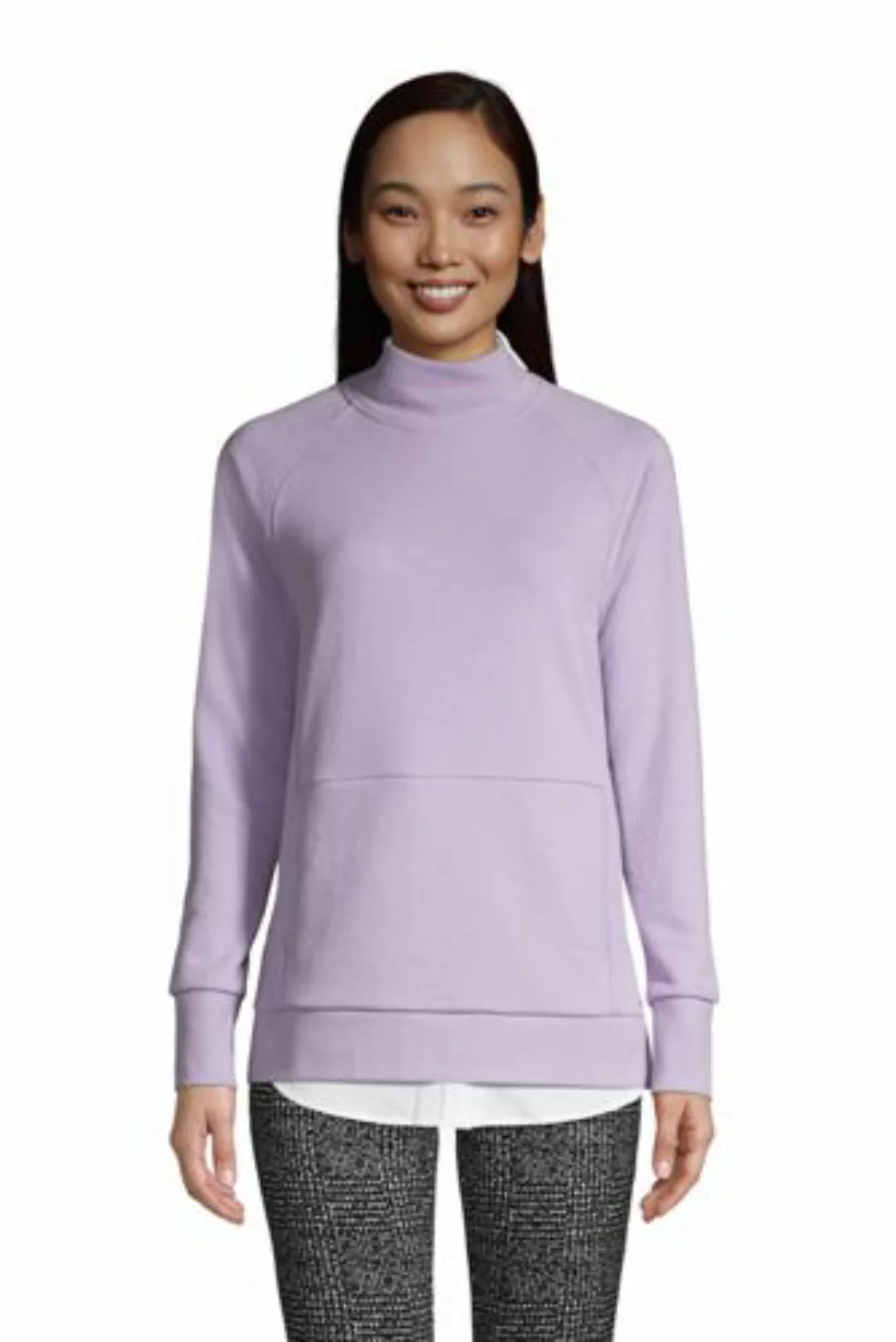 Sweatshirt mit Stehkragen, Damen, Größe: L Normal, Lila, Baumwoll-Mischung, günstig online kaufen
