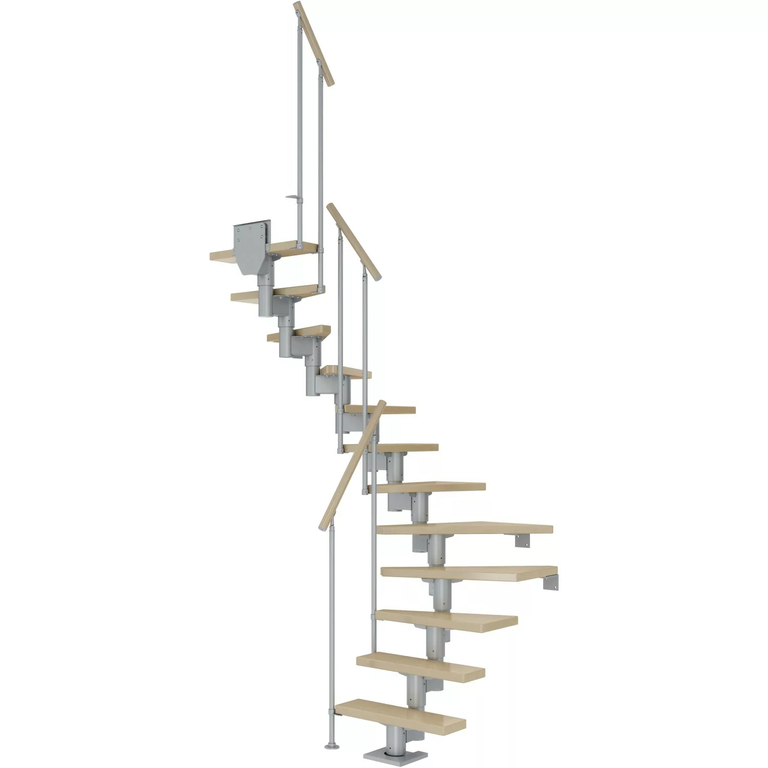 Dolle Mittelholmtreppe Dublin Ahorn Perlgrau GH bis 292 cm 1/2 Gewendelt 75 günstig online kaufen