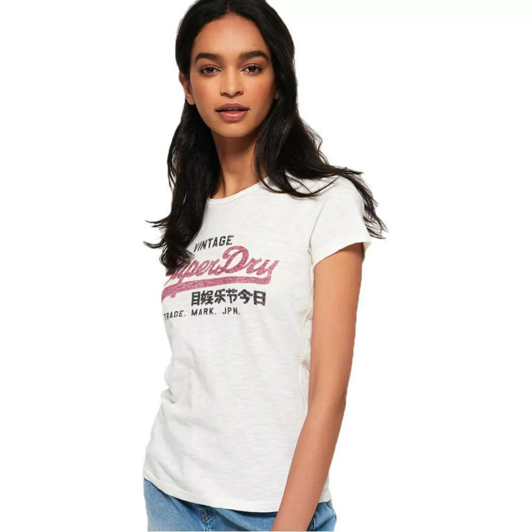 Superdry Vintage Logo Gingham Kurzarm T-shirt XS Chalk White günstig online kaufen