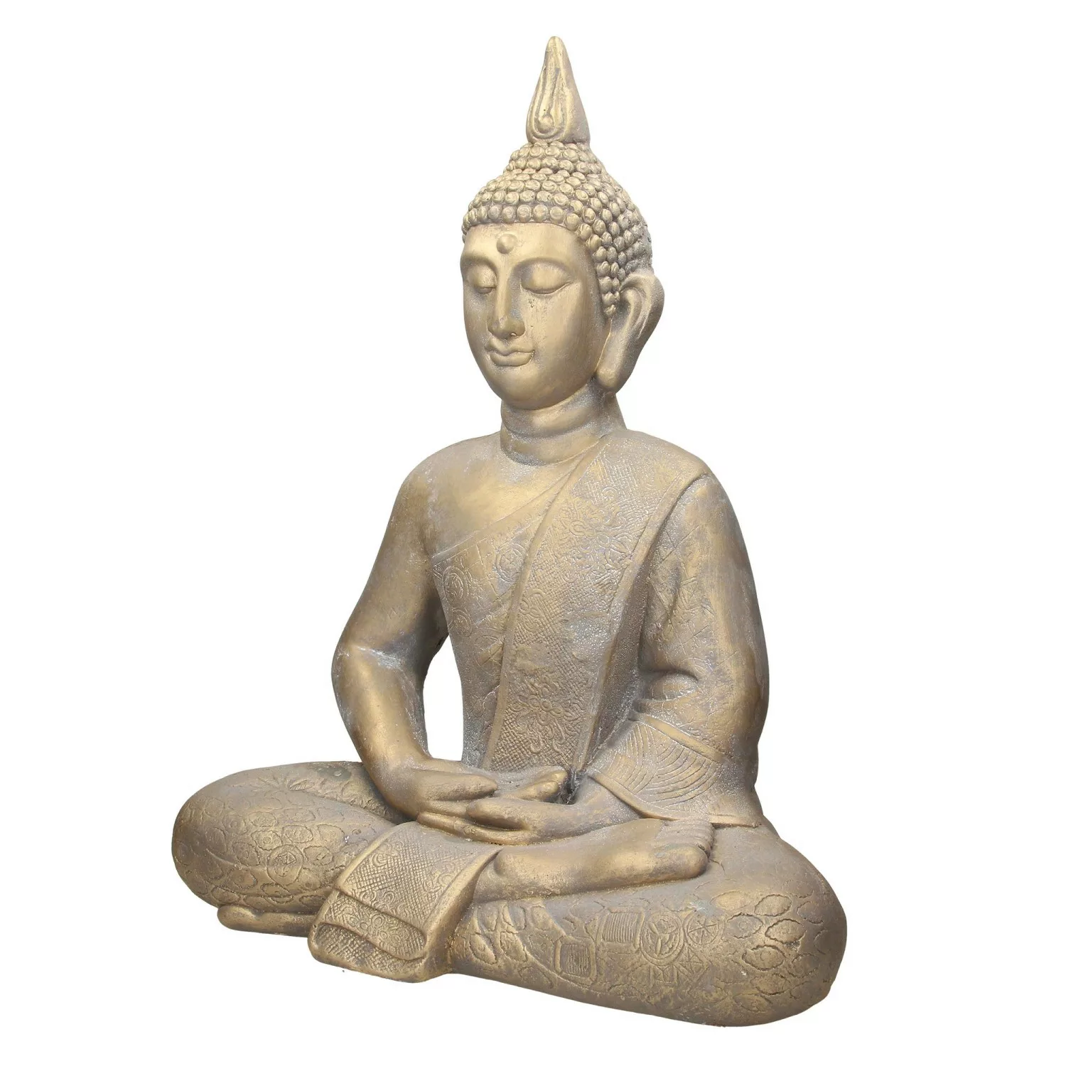 ECD Germany Buddha Figur Sitzend 63cm Hoch aus Polyresin Bronze Gartenfigur günstig online kaufen