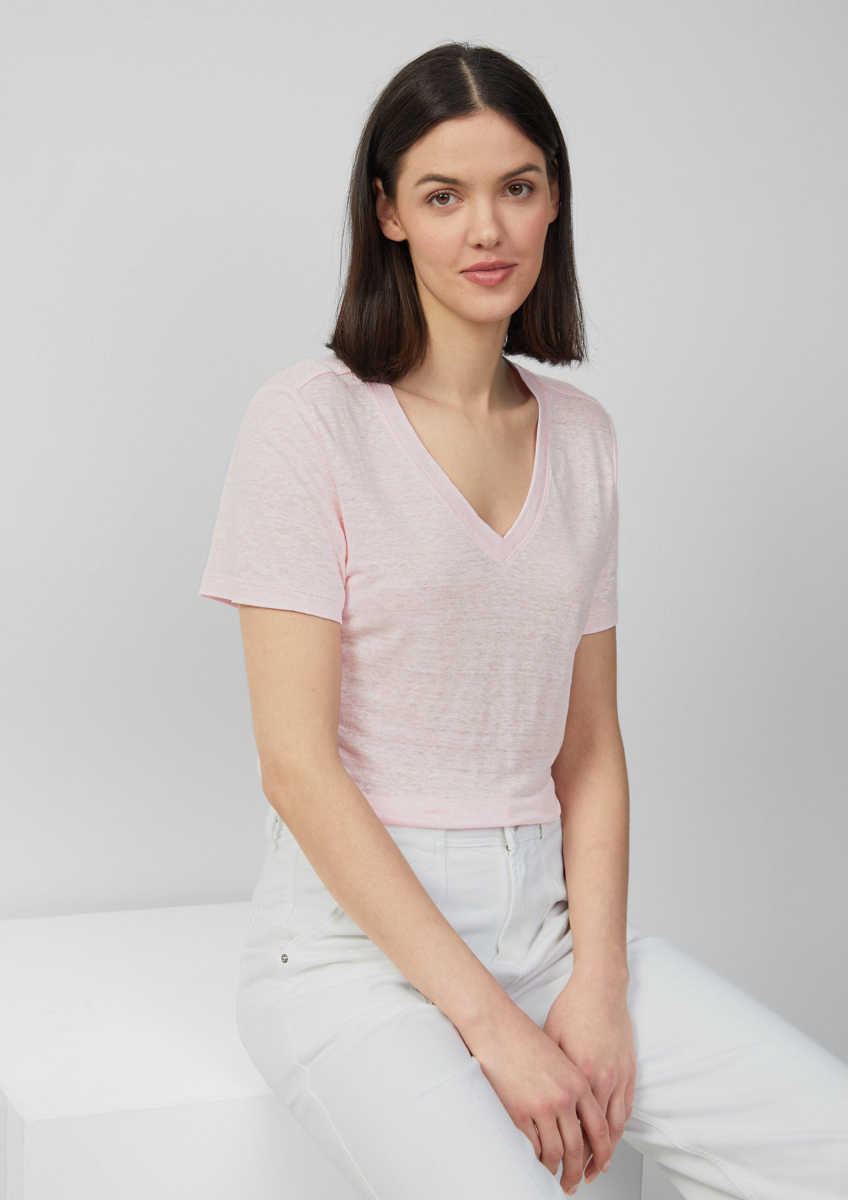 s.Oliver Kurzarmshirt Leichtes T-Shirt aus Leinen günstig online kaufen